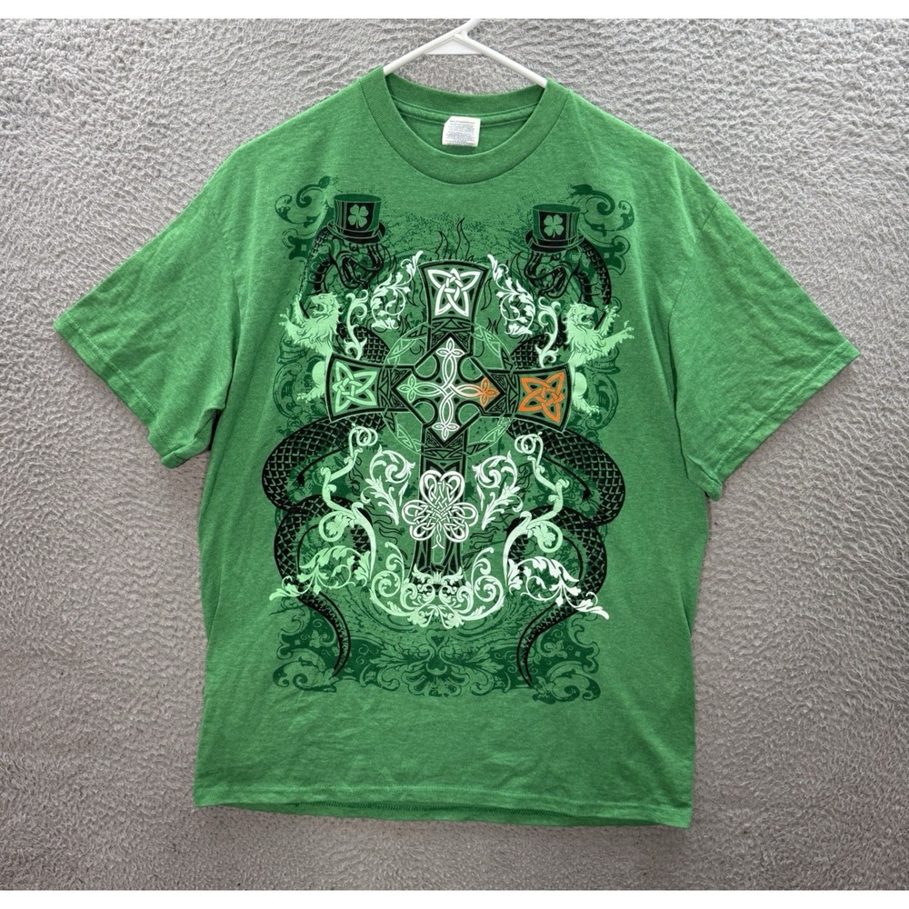 Vintage Delta Shirt Adult Large Green Affliction Style Grunge Skater Irish Y2K